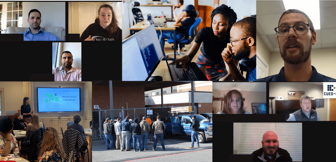 People connecting online and in person